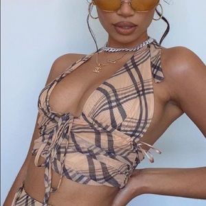 IAMGIA Carmin plaid halter top